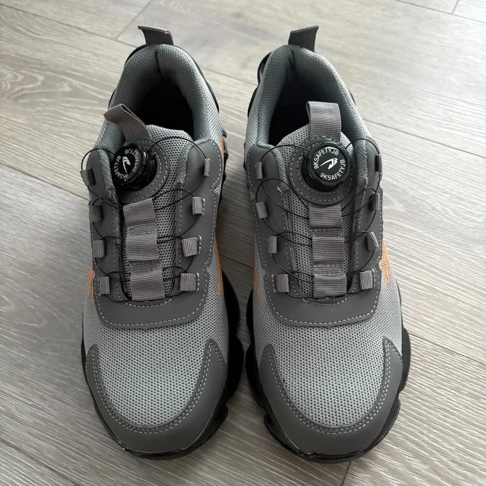 9K SAFETY JB Mens Gray Steel Toe Air Cushion Safety Work Shoes Size US 8